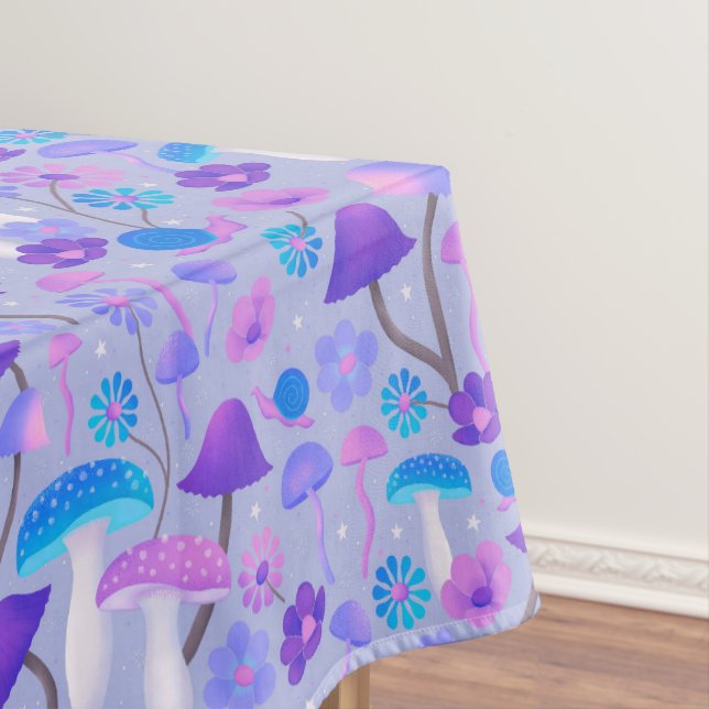 Mantel Flores de hongos botánicos retro turquesa morado (In Situ)