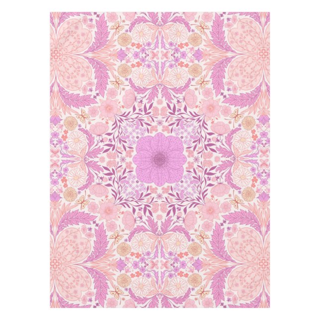 Mantel Flores de jardín retro en rosa (Anverso)