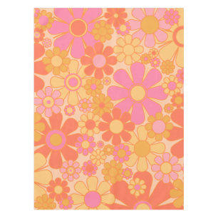 Mantel Flores de jardín retro Groovy Floral amarillo rosa