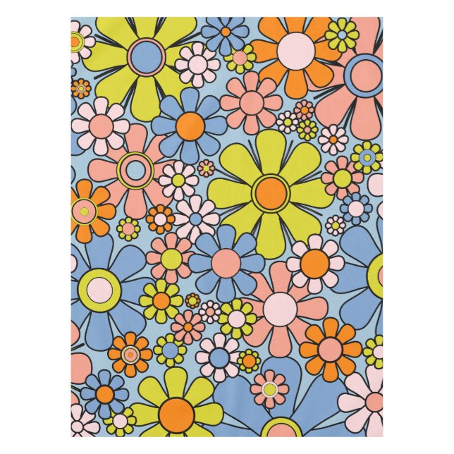 Mantel Flores de jardín retro patrón floral de primavera  (Anverso)