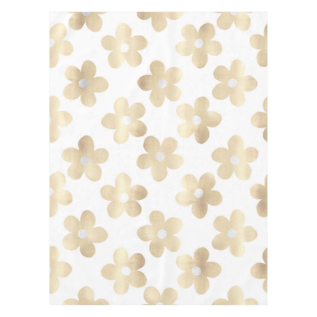 Mantel Flores de margarita de oro blanco retro (Anverso)
