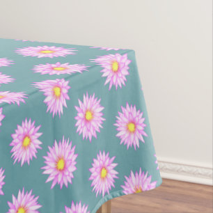 Mantel Flores de Nenúfar Rosado sobre Azul Turquesa