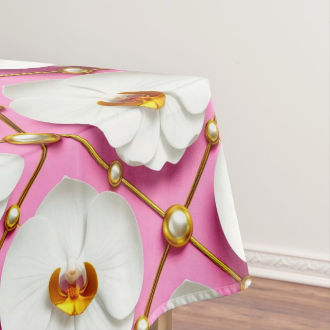 Mantel Flores de orquídea blancas sobre fondo rosa con do (In Situ)