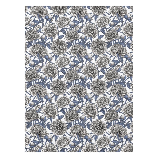 Mantel Flores de peón blanco (Anverso)