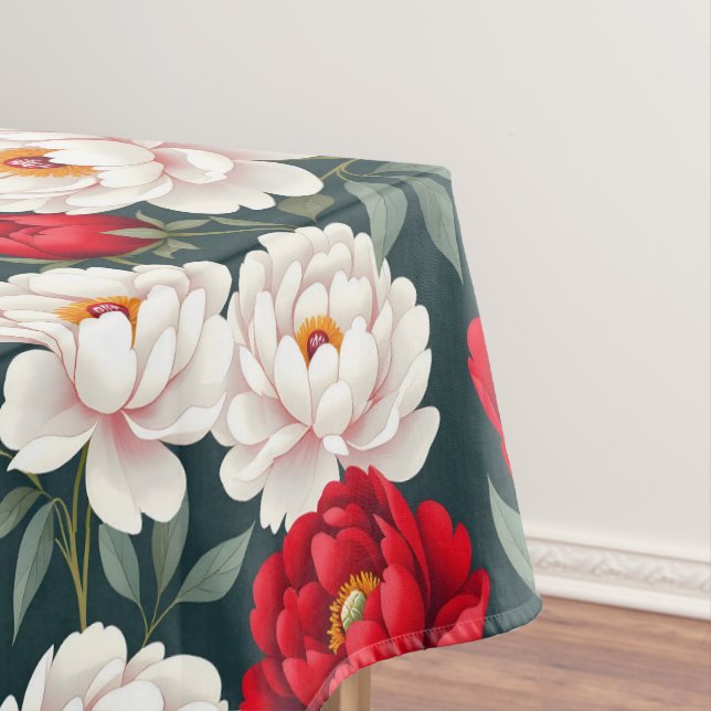 Mantel Flores de peonía rojas y blancas (In Situ)