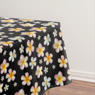 Mantel Flores de Plumeria rosa y blanca en negro