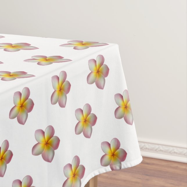 Mantel Flores de plumeria rosada frangipani en blanco (In Situ)