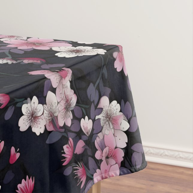 Mantel Flores de Sakura rosada negra, diseño de patrones, (In Situ)