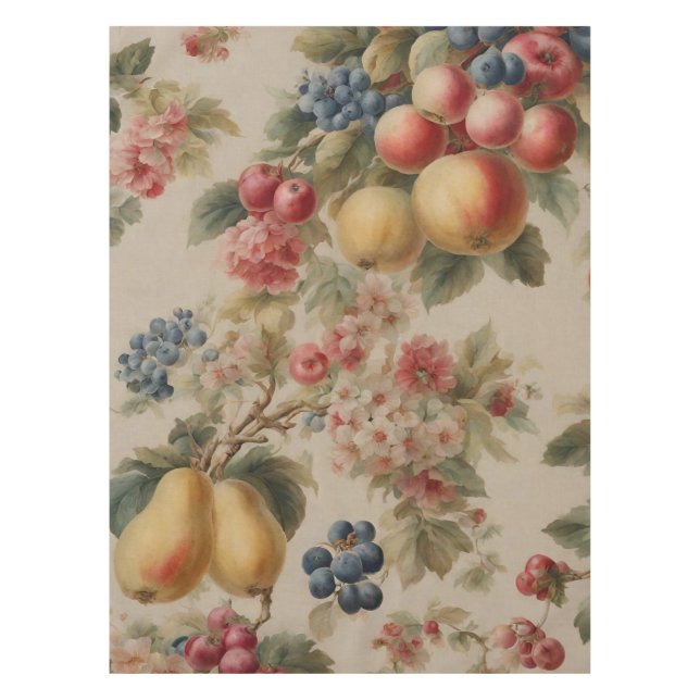 Mantel Flores delicadas y frutas francesas. Estilo pintad (Anverso)