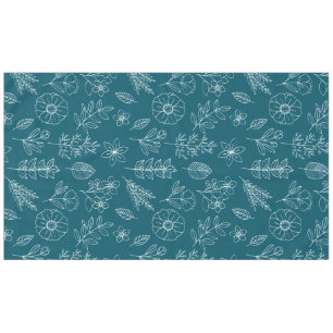 Mantel flores elegantes patrón de follaje azul teal oscur