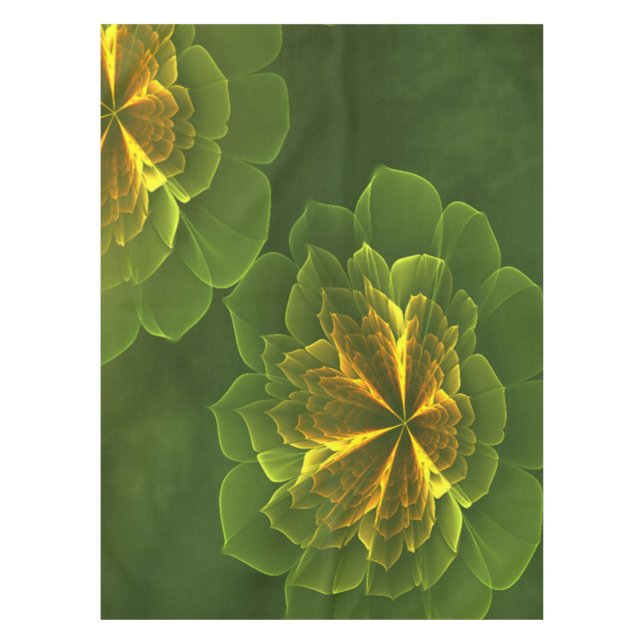 Mantel Flores fractales amarillas verdes (Anverso)
