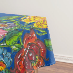 Mantel Flores húngaras en azul profundo