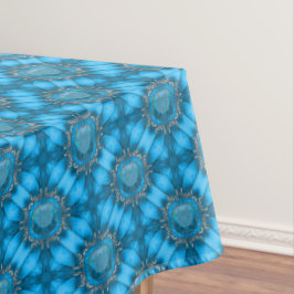Mantel Flores Metalizado azules verde azuladas con patrón