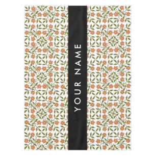 Mantel Flores Naranjas, Patrón Floral, Boho, Tu Nombre