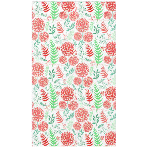 Mantel Flores redondas rojas patrón de hojas verdes