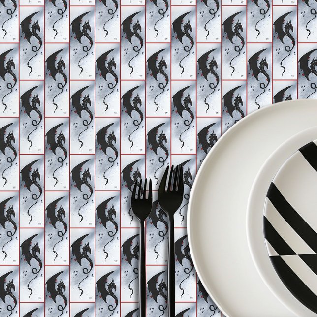 Mantel Flores rojas azules Dragón negro (Subido por el creador)