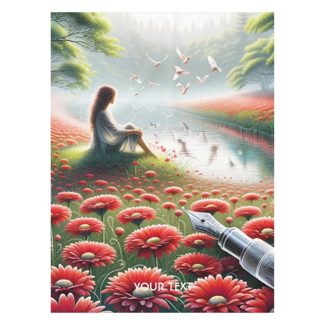Mantel Flores rojas Chicas de fantasía (Anverso)