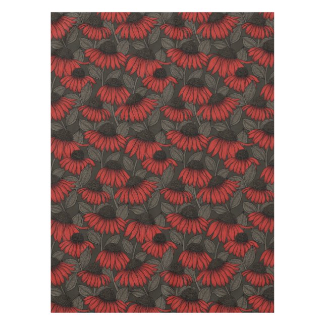 Mantel Flores rojas en marrón (Anverso)