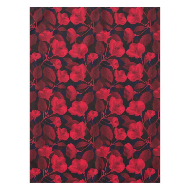 Mantel Flores Rojas En Negro (Anverso)