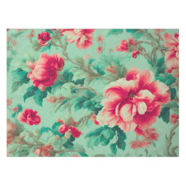 Mantel Flores Rojas Exquisitas y Hojas Verdes Lujuriosas