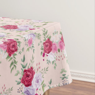 Mantel Flores rojas rosadas Arte de patrones