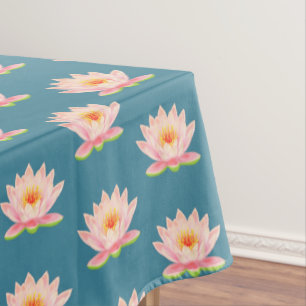 Mantel Flores rosadas sobre azul turquesa