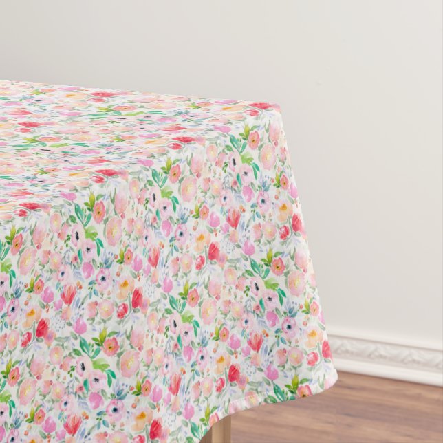 Mantel Flores rosas púrpura pasteles blancos (In Situ)