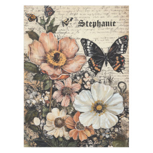 Mantel Flores rústicas y mariposa - Papel de edad (14)