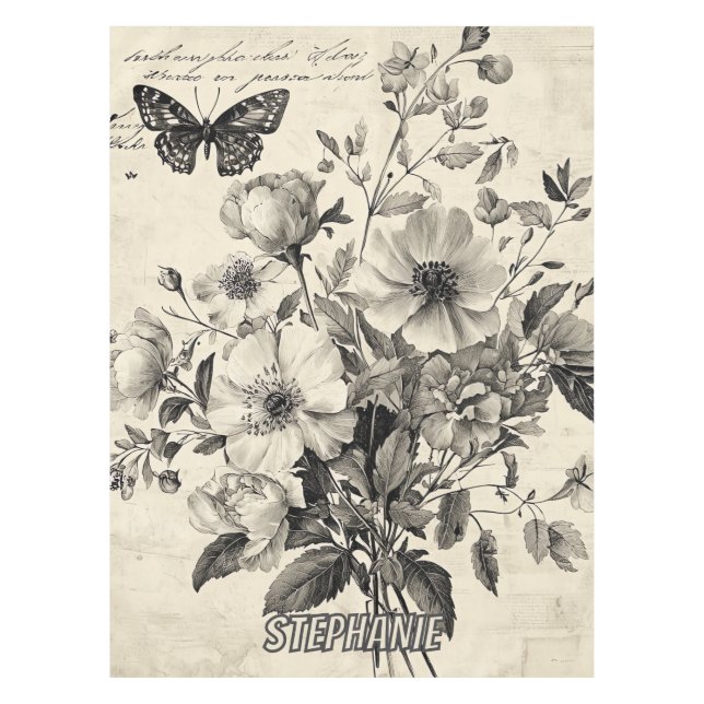 Mantel Flores rusticas y mariposa - Papel de edad (8) (Anverso)