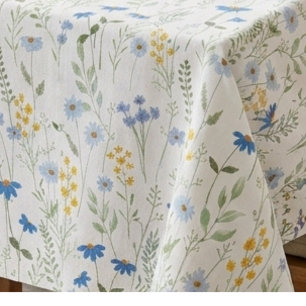 Mantel Flores silvestres acuarela azul amarillo