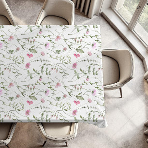Mantel Flores silvestres acuarela rosa verde