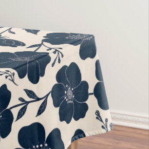 Mantel Flores silvestres monocromas limpias en azul marin