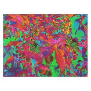 Mantel Flores silvestres rojas y verdes psicodélicas Groo