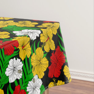 Mantel Flores tropicales tropicales rojas y amarillas hib