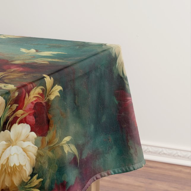 Mantel Flores verdes blancas rojas (In Situ)