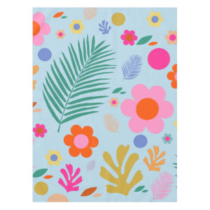 Mantel Flores Y Hojas 03 Azul Y Rosa