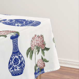 Mantel Flores y jarrones azules de chinoiserie