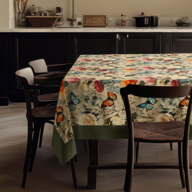 Mantel Flores y mariposas silvestres del Boho moderno (Modern Boho wild flowers and butterflies Tablecloth)