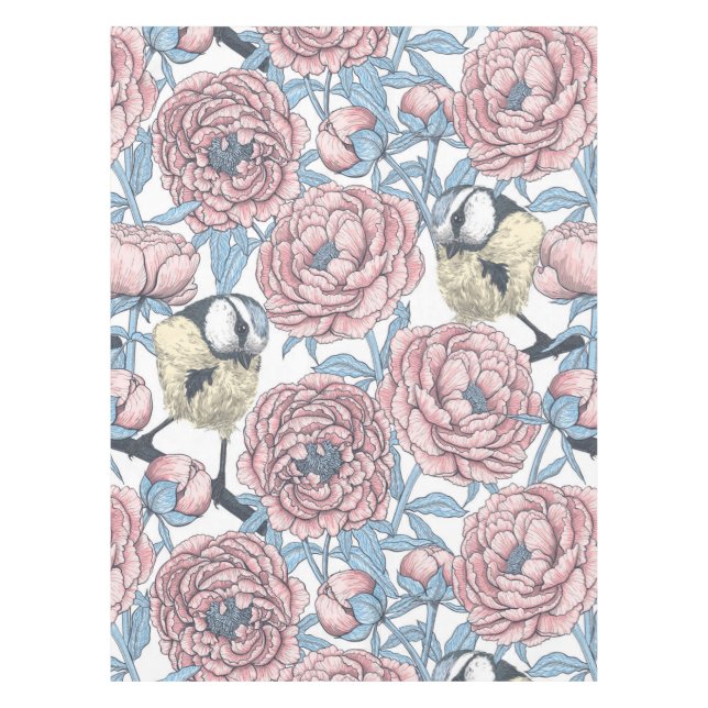 Mantel Flores y pájaros de peones (Anverso)