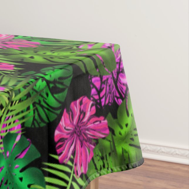 Mantel Flores y plantas tropicales sobre negro (In Situ)