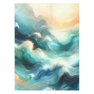 Mantel Flujo Dorado de Olas Abstractas