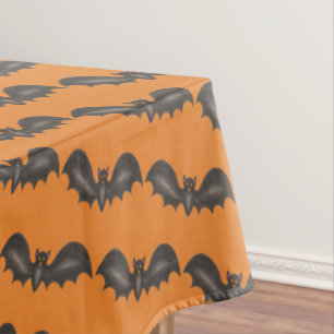 Mantel Flying Bats Black Naranja Happy Halloween Print