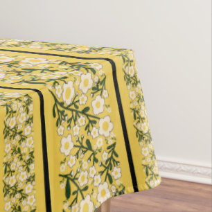 Mantel Fondo Amarillo limón de las flores de piel de tira