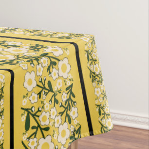 Mantel Fondo Amarillo limón de las flores de piel de tira