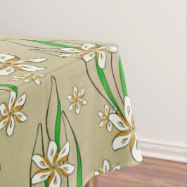 Mantel Fondo beige de color blanco floral monograma