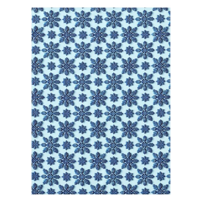 Mantel Fondo con patrón de copo de nieve azul (Anverso)