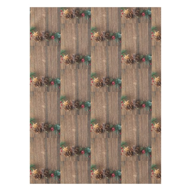 Mantel fondo de madera con piñas        (Anverso)