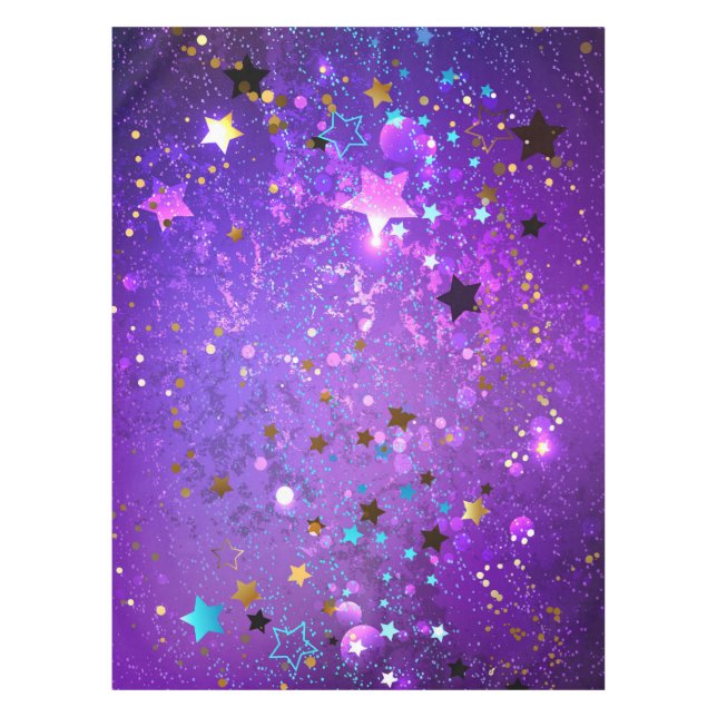 Mantel Fondo de Relieve metalizado púrpura con estrellas (Anverso)