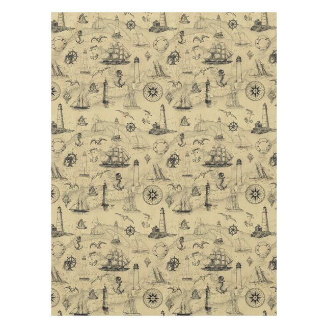 Mantel Fondo del mapa antiguo del patrón náutico vintage (Anverso)