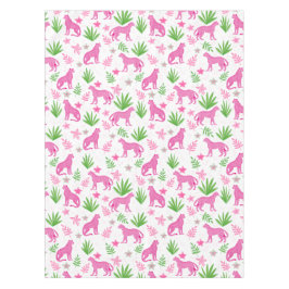 Mantel Fondo floral blanco con guepardo rosa elegante